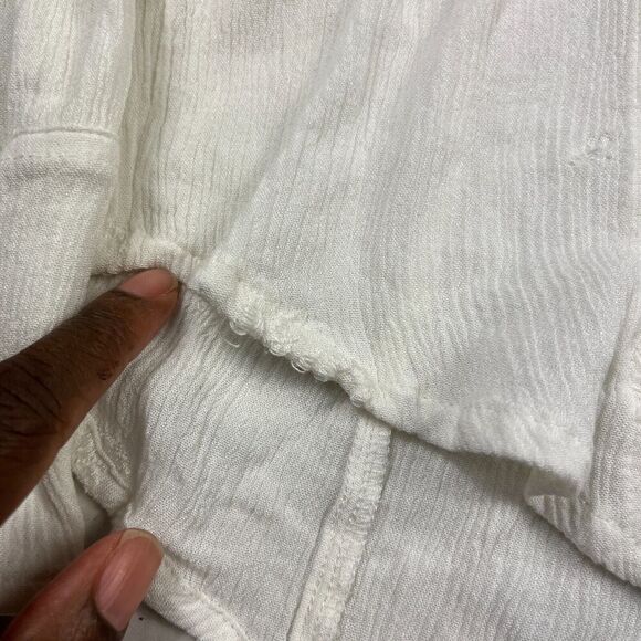 Free People Tie Neck Blouse Ivory V-Neck Embroidered Loose Fit Shirt SMALL FLAW - Picture 11 of 11